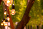 light bulb decorative lighting glow closeup bokeh stock photo