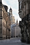 dresden buildings street road city architecture church frauenkirche stock photo