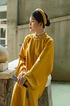 woman ao dai wedding fashion dress bride traditional stock photo