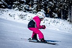 skiing nature child sporty winter sports young fun stock photo