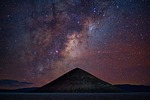 milky way astrophotography mountain night sky stars landscape stock photo
