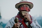 panpipe musician guatemalan traditional costume culture man pan stock photo