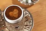 turkish coffee traditional delicious plop presentation chocolate culture stock photo