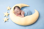 newborn baby sleeping costume moon star clothing child stock photo