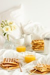 breakfast waffle bed phone wallpaper morning in orange stock photo