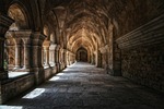 monastery vault cloister columns building historical abbey old stock photo