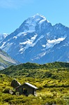 snow mountain the scenery cabin new zealand stock photo