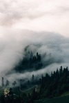 alps mountains fog clouds nature trees forest phone stock photo