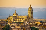 cathedral church architecture segovia town travel tourism stock photo