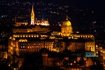 castle church night nightlife city budapest hungary stock photo