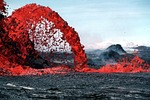 lava magma volcanic eruption glow hot rock pāhoehoe stock photo