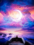 moon sky night crescent purple skies nature fantasy stock photo