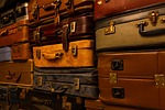 luggage bag antique trip retro style stock photo