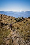 nature hike travel exploration outdoors alpen bergpanorama wanderweg stock photo
