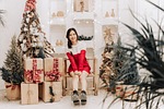 woman christmas beauty pose smile female girl portrait stock photo
