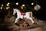 new year rocking horse christmas toy holiday decoration stock photo