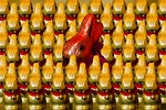 easter bunny chocolate gold festival stock photo