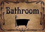 bathroom sign vintage retro digital paper bathtub tub stock photo
