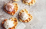 waffles ice cream love romantic heart chocolate stock photo