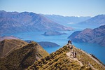 roys peak wanaka lake mountains tourists hikers hiking stock photo