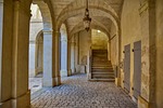 uzes architecture cobblestones stairs stock photo