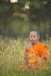 monk yoga meditation novice thailand stock photo