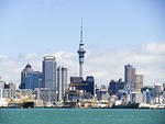 new zealand skyline auckland sky tower kiwi stock photo