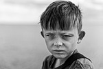 little boy kid child portrait outdoors monochrome black stock photo