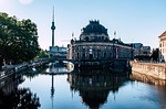 television tower berlin museum island architecture spree germany stock photo