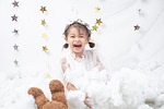 baby teddy plushie smile fun stars white vietnam stock photo