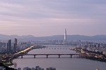 seoul city landscape architecture korea sunrise view dawn stock photo