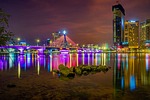 da nang river night scenery city evening landscape stock photo