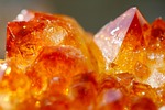 citrine gems crystal bright red yellow tablets macro stock photo