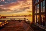 vancouver pier nature sea sunset canada sundown dusk stock photo