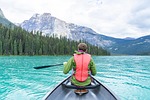 canoe boating lake boat nature canada rocky