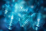 christmas ornament lights blue bokeh reflection led lighting stock photo