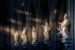 cathedral church religion holy statues architecture stock photo