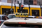 taxi city transport urban road cab vehicle automobile stock photo