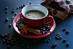 coffee drink beans roasted cinnamon sticks anise star stock photo