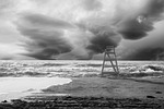 sea nature beach sand storm clouds weather vigilance stock photo