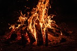 campfire fire flames hot burn wood stock photo