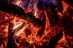 campfire flame wood burn hot embers warmth stock photo
