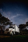 truck night sky vehicle nature transport space cosmic stock photo