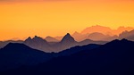 brienzer rothorn sunrise mountain range alpine panorama switzerland stock photo