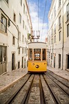 lisbon tram portugal means of transport traffic vacation stock photo