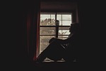 man window guitar human thoughtful silhouette stock photo
