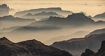 mountains fog alps dolomites italy south tyrol nature stock photo