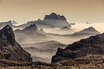 mountains fog alps dolomites italy south tyrol nature stock photo