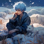 ai generated boy snow cartoon art anime white stock photo