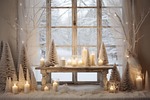 window candles lights cozy decoration ornaments decor christmas stock photo